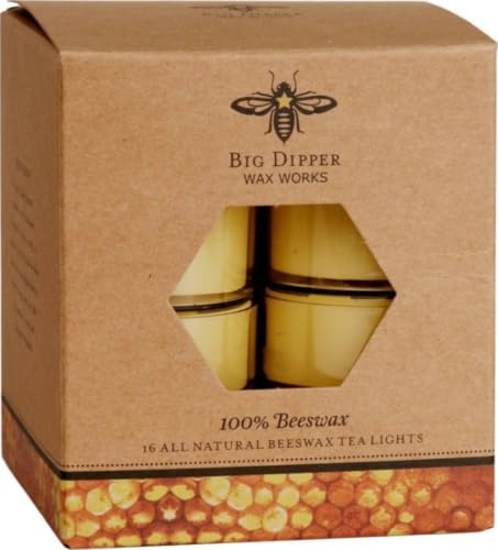 Big Dipper Wax Works 100% Pure Beeswax Tealight Candles – 16 Pack