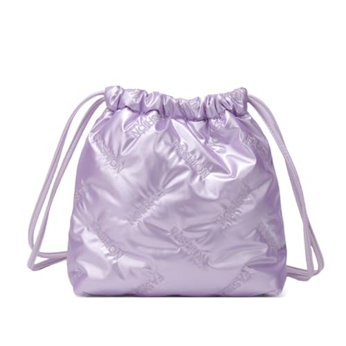 Mini Puffer Drawstring Bucket Bag Quilted Crossbody Bags for Women Bubble Nylon Shoulder Handbag Hobo Cell Phone Purse