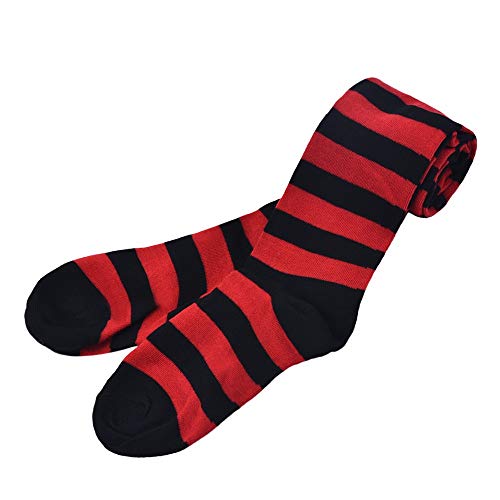 Preisvergleich Produktbild FIRSS-Socken Kniestrümpfe für Damen Streifen Kniestrumpf Overknee Strümpfe Elastisch Lange Stützstrümpfe Thigh High Socks cosplay Kostüm Knitting Stützkniestrümpfe Wärmend Sportsocken (One Size, Rot)