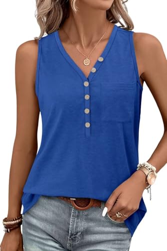 KISSMODA Womens Boho Tops for Summer Sleeveless Tanks Loose Fit Casual Blouse Daily Shirts for Leggings (S-3XL)