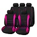 Shkalacar Coprisedile per Auto, Set Coprisedili Anteriori e Posteriori da 9 Pezzi, Cuscino Protettivo del Veicolo Quattro Stagioni Universale, Copertura del Poggiatesta per Auto, Rosa