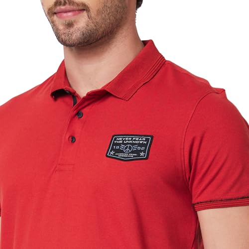 Image of Spykar Men's Slim Fit Polo Neck Half Sleeve Solid Casual T-Shirt