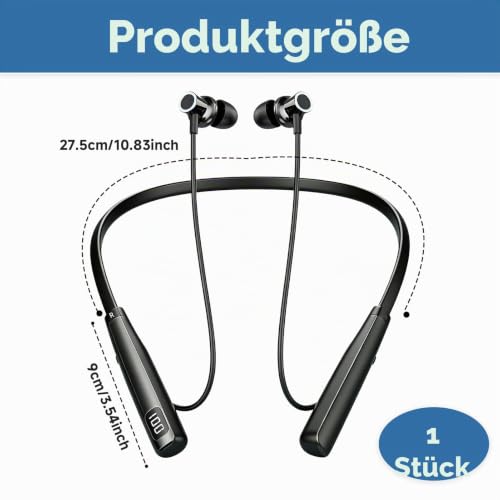 Nackenbügel Kopfhörer 5.4 Bluetooth mit Mikrofon/IPX6 Wasserdicht/80 Std