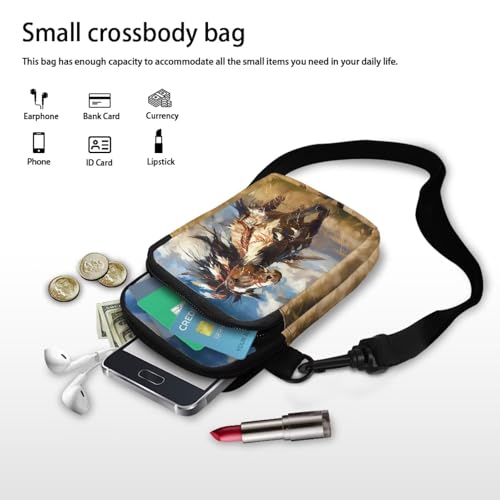Image of Hawaiian Tribal Small Crossbody Bags for Women Cell Phone Bag Purse, Sea Turtle Zipper Sling Purses Shoulder Bag