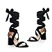 GENSHUO Women's Chunky High Heels Lace Up Strappy Block Sandals Open Toe Sexy Dress Heel Comfortable Prom Wedding Homecoming Party Graduation Shoes Black Size 7