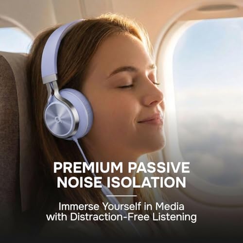 Image of ARTIX CL750 Foldable Wired Headphones with Microphone | Noise Isolating On Ear Headset with Volume Control for Online Classes & Gaming (Lavender, 3.5mm Jack)