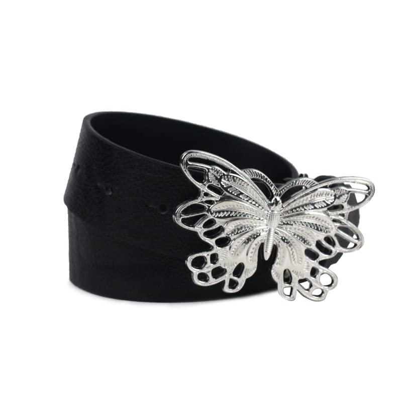 Y2K Fairycore Punk Goth Genuine Leather Belts for Women with Butterfly Buckle Waist for Casual Outfits and Dresses3