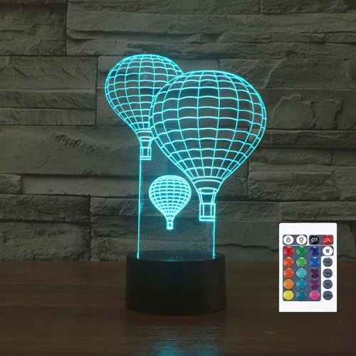Lámpara de mesa ilusión 3D globo aerostático LED remoto