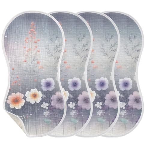 2 Pack Blooming Delicate Flowers Muslin Burp Cloths Cotton Absorbent Baby Burping Rags for Boys Girls Soft Newborn Burp Bibs, 22 x 11 Inch3