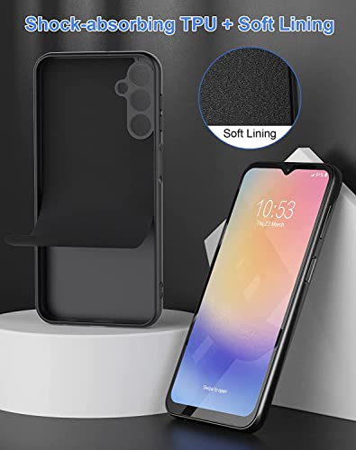 Image of DIZORO Microfiber Candy Case Compatible for Samsung A14 5G Smooth Touch Cushion Liquid Soft Silicone Gel Rubber Phone Cases Non-Slip Full Body Protective Shockproof Back Cover - Black