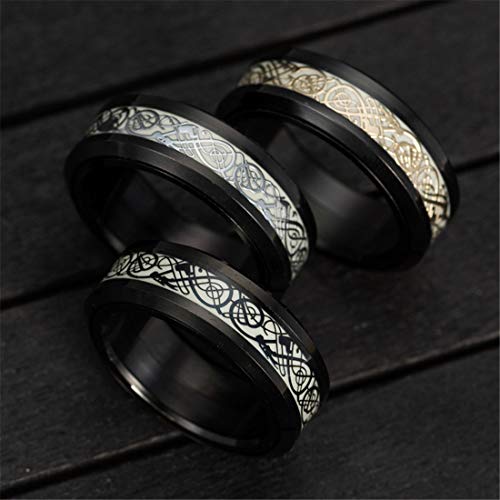 Image of HIJONES Unisex Carbide Fiber Celtic Dragon Spinner Ring Stainless Steel Wedding Spins Band