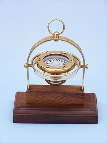 Brújula Ejecutiva con Gimbal Latón Antiguo 8 pulg miniatura 3