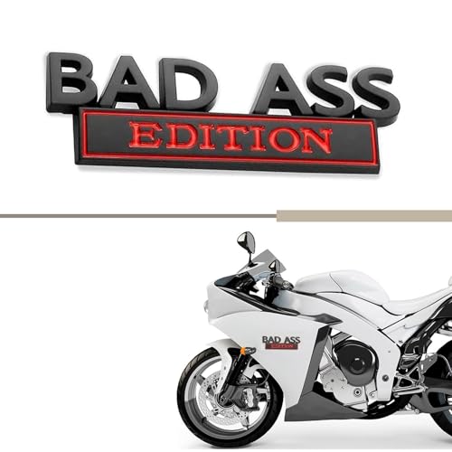 Image of 1 PC Car Fender Badge Stickers, Bad Ass Edition Alloy 3D Three-Dimensional Tailgate Front Grille Hood Anti-Rust Personalized Decoration, Exterior Modification Accessories (Red & Black)