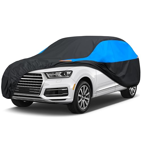 MORNYRAY Waterproof Car Cover All Weather Snowproof UV Protection Windproof Outdoor Full car Cover, Universal Fit for Sedan (Blue, Fit SUV Length(Up to 162 inch))