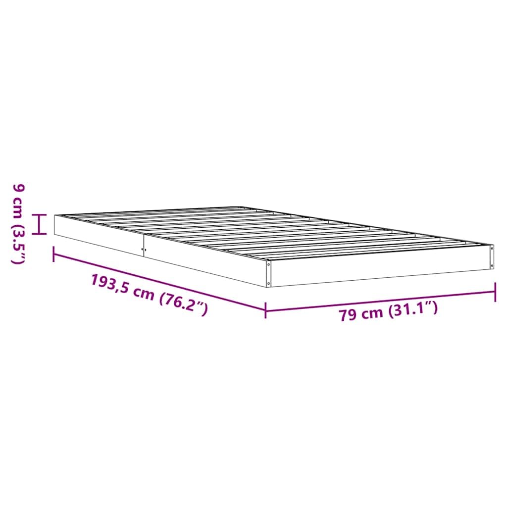 vidaXL Estructura de Cama Madera Maciza de Pino marrón Cera 75x190 cm, Marco de Cama, Muebles de Dormitorio, somier, Marcos de Cama, Cama