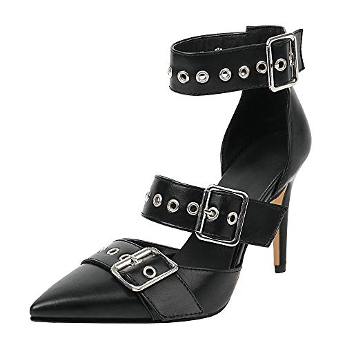 LUXMAX Women Punk Style Pumps Pointed Toe Stiletto High Heel Pumps