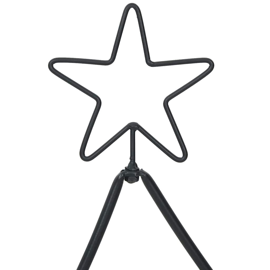 Albero di Natale artificiale in metallo, nero, 150 cm, con supporto in acciaio, per soggiorno e interni, pieghevole, ignifugo, con supporto stabile e aspetto moderno