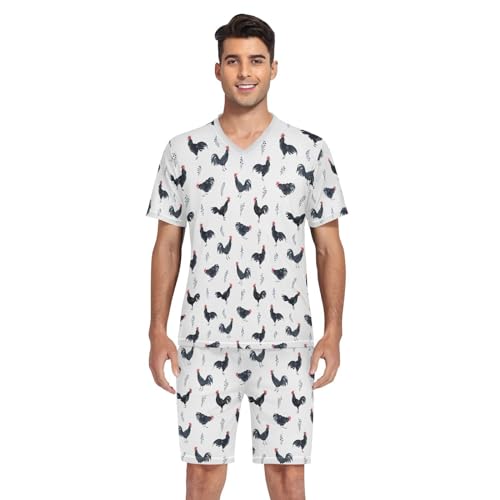 Men's Short Sleeve Pajama Set Summer Pjs Set 2 Piece Loungewear Sleepwear with Pockets4