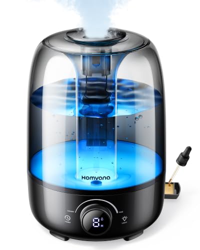 Homvana Cool Mist Top-Fill Humidifier w/ Night Light (4L, Black) - image 1