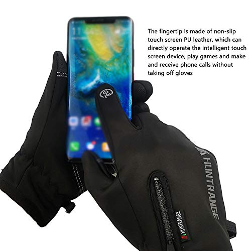 KKmoon Luva à prova d'água com todos os dedos Tela sensível ao toque Nylon Zíper Fluff quente à pro