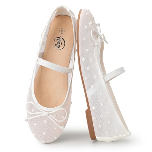 Image of Trary Flats for Women Closed Round Toe Ballet Flats Mary Jane Shoes Women with Elastic Strap Cute Bowknot Comfortable Dress Shoes for All-Year Daily Work Casual Wear