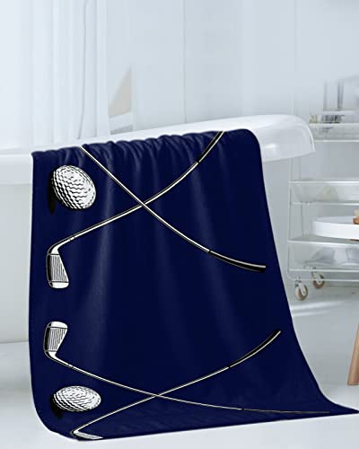 Daleng Ultra Soft Bath Towels Set Of 3, Sports Theme Golf Ball Blue Highly Absorbent Microfiber Bath Towel Hand Towel And Washcloth For Bathroom Dormitory Sports Yoga Gym Hotel Travel #TOP2