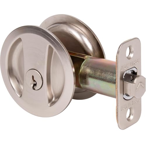 Cerradura redonda para puerta empotrada Stone Harbor Hardware, función de entrada con llave, contrahuella de 2-3/8", acabado niquel satinado miniatura 4