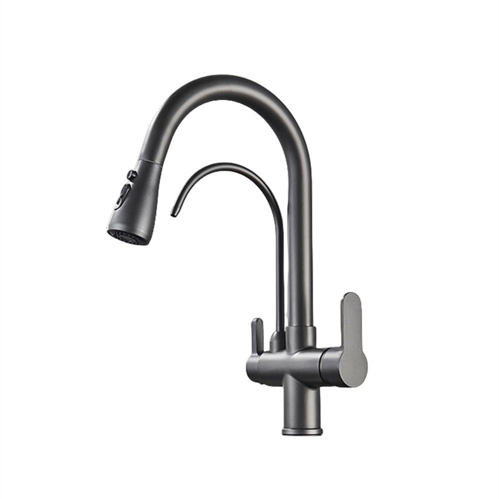 ZBBDFAZD Black Chrome 360° Rotating Kitchen Faucet with Purified Water Filter Deck Mounted Hot & Cold Mixer Tap for Sink Modern Design for Home & Restaurant Use