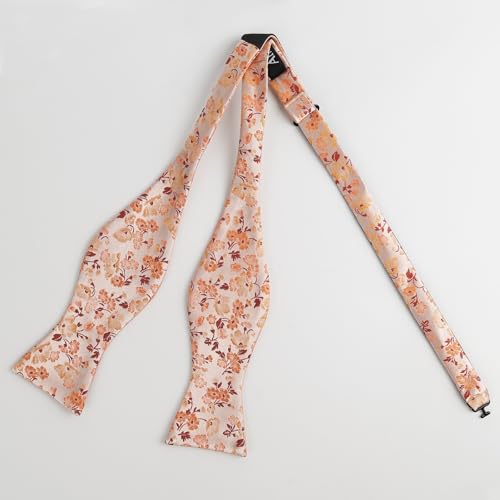 Image of Alizeal Mens 2pcs Floral Bow Tie Set | Self-tied Elegant Pocket Square Set for Wedding