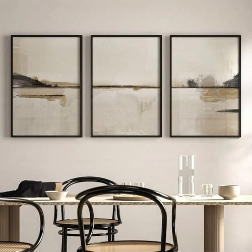 Tableau abstrait moderne beige et marron 40x50 cm pour salon - 2