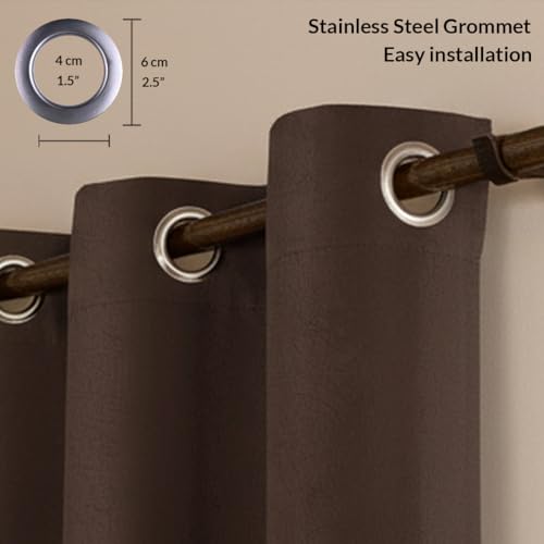 Image of HOMEMONDE 100% True Blackout Curtains Customize Size - Pack of 2 Curtains, Embossed Panels Light Block Thermal Insulated & Noise Reducing Room Darkening Curtains (Abstract Brown)