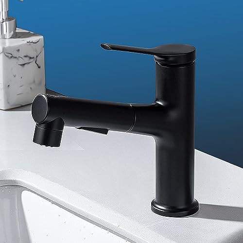 Robinet d'évier à trou unique extractible avec 3 modes de jet réglables en laiton