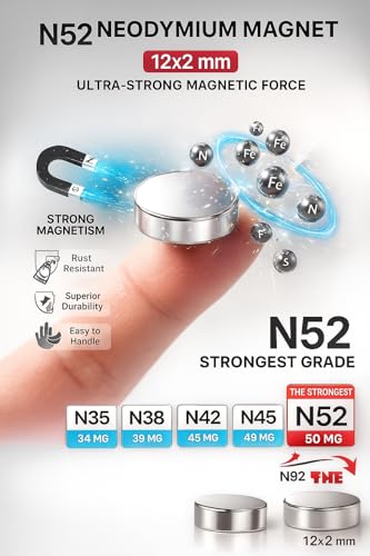 Image of Silver Magnets (12x2 mm, Pack of 20) | Round Magnets for Fridge, Crafts, DIY, Office & Home Use | Premium Slim Design with Best Magnetic Force