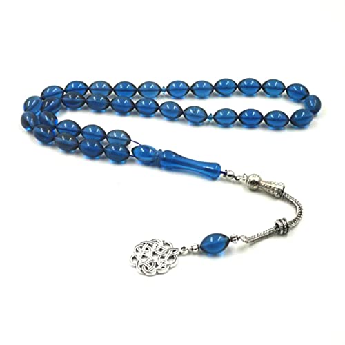 Tasbih de luxe pour homme chapelet bleu 33 perles en résine