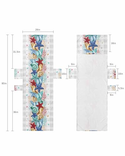 Grey Plaid Coastal Beach Lounge Chair Towel Cover, Soft Chaise Lounge Towel with Side Pockets Patio Pool Chairs Cover for Beach/Pool Sunbathing 29x85 Nautical Starfish Coral Shell Beach Ocean