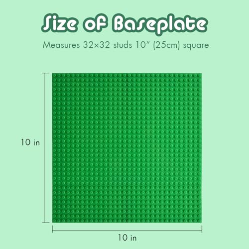 Image of Lekebaby 12 Packs Classic Baseplates Building Base Plates for Building Bricks, 100% Compatible with Major Brands Baseplates, 10 inch x 10 inch (Blue /Green /Sand /Black /White /Grey)