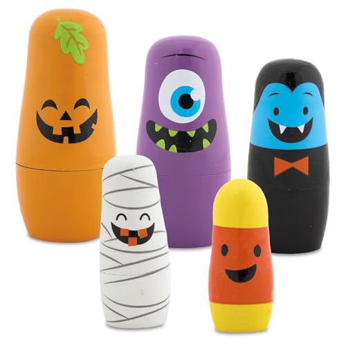 Lillian Vernon Halloween Characters Nesting Dolls, Matryoshka, Table Decorations and Centerpieces, Set of 5