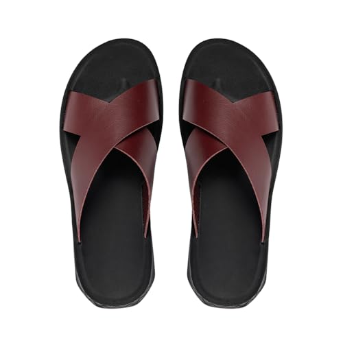 MOGU MAOMAO Men's Cross-Strap Slide Sandals Open Toe Flat Sandals Water Resistant Anti-Slip PU Microfiber Faux Leather Summer Casual Sandals 3cm by MOGU MAOMAO - Used condition - Image 6