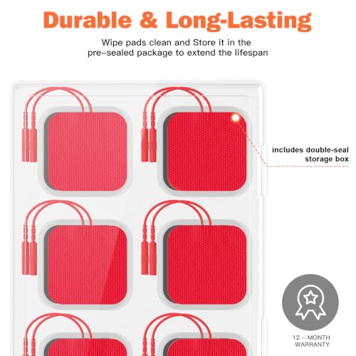 Image of 24 Pack 2''X2'' Large TENS Unit Electrode Pads, Red