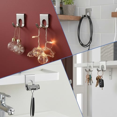SHENLIU 2 Stück Rasierer Halterung Dusche, Edelstahl Rasierhalter Dusche Ohne Bohren Selbstklebende Rasiererhalter Dusches Wasserdicht Rasierhaken Rasier Halter für Badezimmer Küche Wand(Silber)