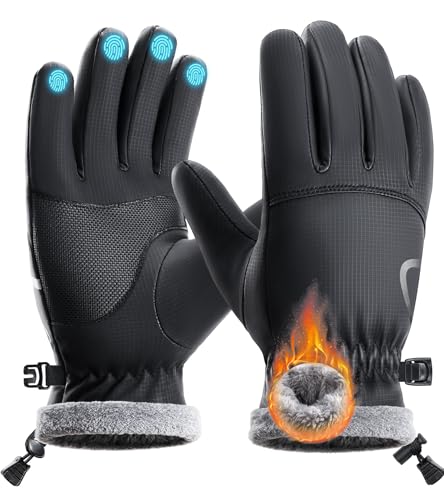 PULIOU Handschuhe Herren Damen Winter Thermo Fahrradhandschuhe Warme Winterhandschuhe Winddichte Touchscreen Laufhandschuhe Sporthandschuhe zum Laufen Radfahren Klettern