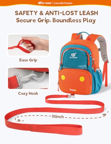 SKYSPER Small Toddler Backpack with Safety Anti-lost Leash Kids Travel Daypack for Preschool Kindergarten for Boys Girls - Image 4