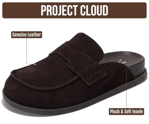 Image of Project Cloud 100% Genuine Leather Womens Clogs - Plush & Soft Insole with Arch Support Non Slip Mules & Clogs for Women Footwear - Water Resistant Women Shoes (Foamy)