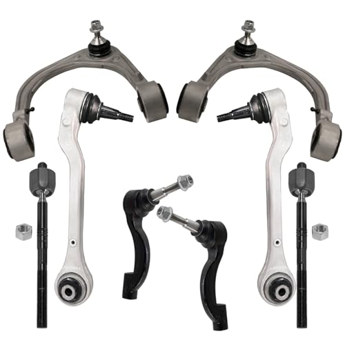 Image of Detroit Axle - RWD 8pc Front End Kit for 2014 2015 Cadillac CTS, 4 Lower Rearward and Upper Control Arms with Ball Joint 4 Inner Outer Tie Rods Replacement