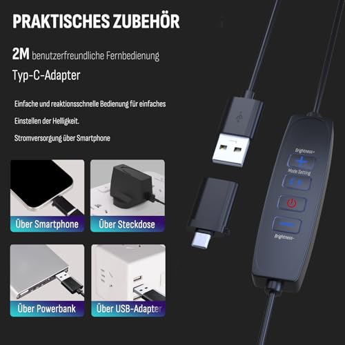 Video Licht Set, 1-Pack 25x20 cm 15 W LED Studio Fotolicht, Dimmbares 2800–6500K Kamera Licht für Video/Streamen von Selfies/Porträts im Innenbereich, Licht mit 160cm Stativ/TypC Adapter (1-Pack)