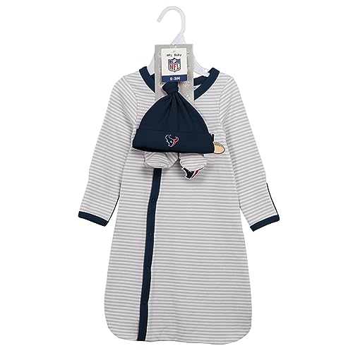 Outerstuff NFL Houston Texans Newborn Unisex Baby Soft Sleep Gown Pajamas with Hat and Socks, One Size (0m-9m)