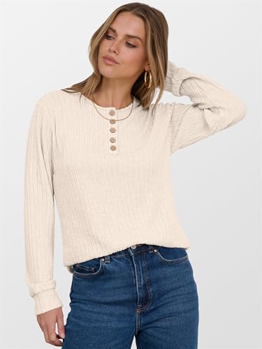 ANRABESS Womens Long Sleeve Henley Shirts Button Down Tunic Tops Fall Lightweight Sweaters Business Casual Blouses 20253