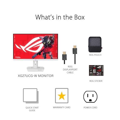 Image of ASUS ROG Strix 27 inch 4K HDR USB-C Gaming Monitor (XG27UCG-W) - White, UHD (3840x2160) Dual Mode (4K 160Hz or FHD 320Hz), 1ms, Fast IPS, ELMB Sync, G-SYNC Compatible, AI Gaming, 3yr Warranty
