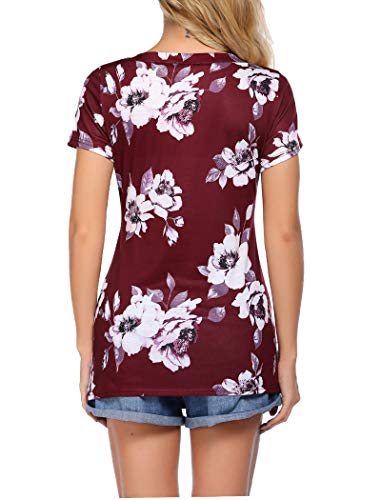 Ekouaer Pregnancy Tops For Women Short Sleeve Floral Nursing Tops Stretch O Neck Maternity Tee Shirt #TOP3