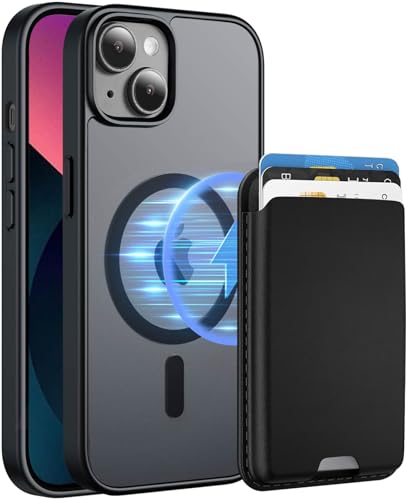 Ntwinro Magnetic for iPhone 13 mini/iPhone 12 mini Case Detachable Magnetic Wallet with Card Holder [Fit for MagSafe] Military-Grade Shockproof Translucent Matte Anti-Scratch Phone Cover Black